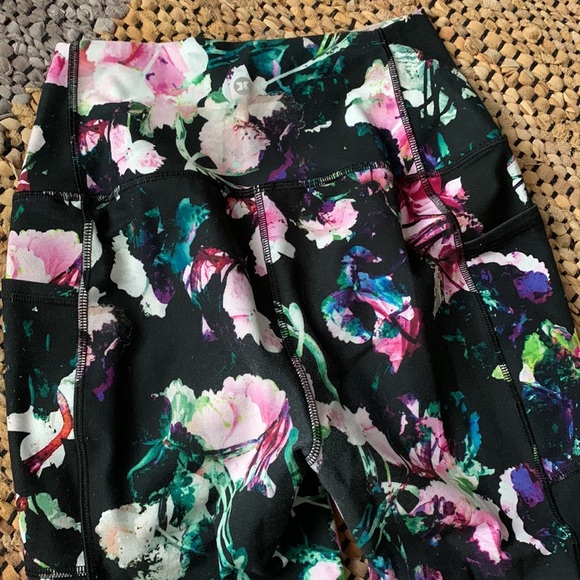 3for30!! ✨ RBX Floral Print High Waist Black Athletic Pants - Picture 6 of 8